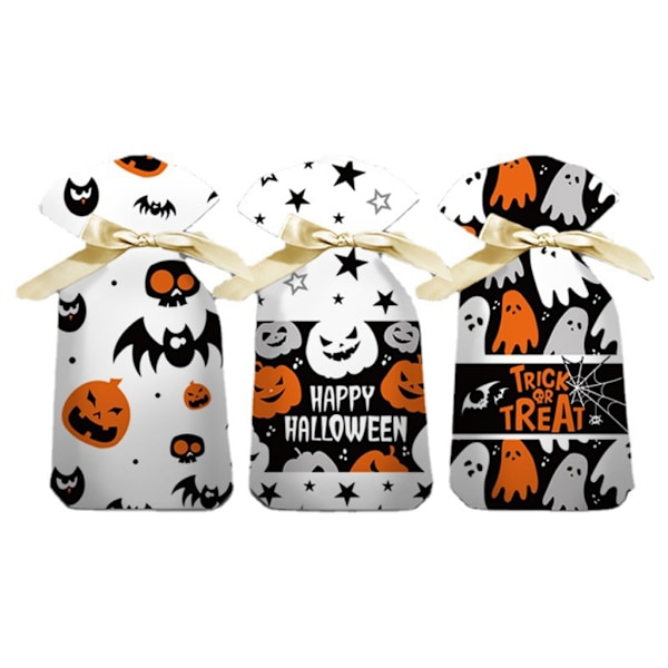 Halloween Godtepose med Snøring 50stk Gresskar Spøkelse Flaggermus for Katteposer til Festival Høytidsfest Gave