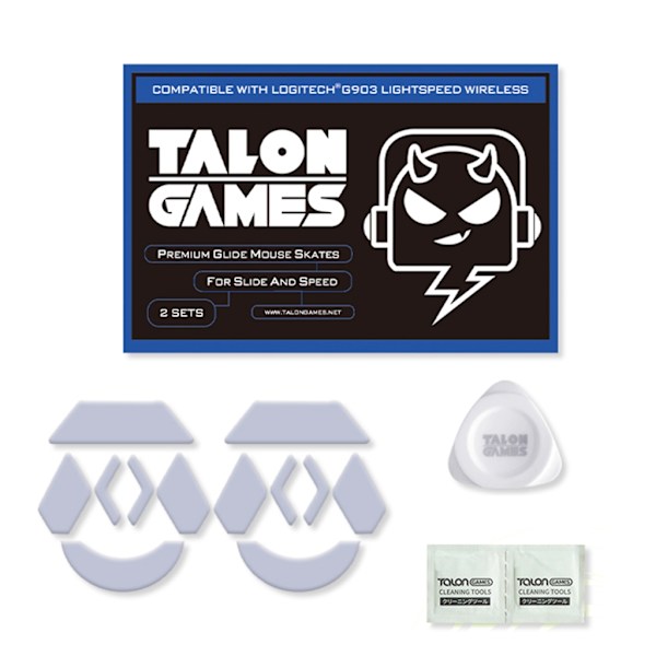 2 Set TALONGAMES Anpassade Vita Böjda Kanter Mus Skates Musfötter för Logitech G903 LIGHTSPEED Gaming Mus Glides