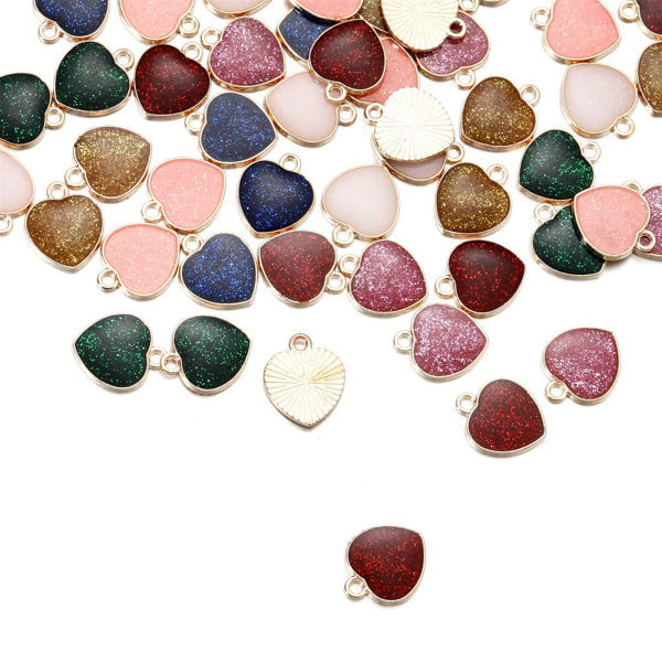 10 stycken Charm Love Heart Pendant Handgjorda smyckenstillbehör Gör-det-själv-mobiltelefoner för case Attraktivt Pink