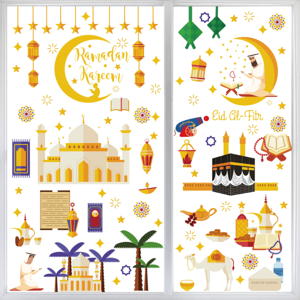 9 st Ramadan fönsterdekal Eid Mubarak Decor Kareem islamiska väggdekaler