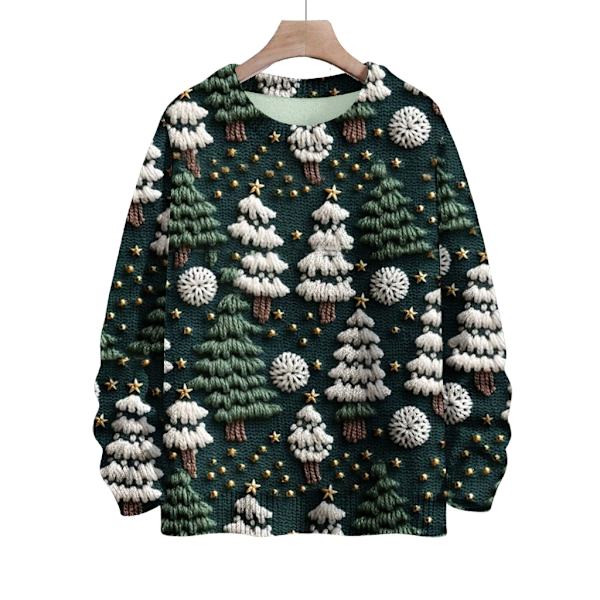 Langærmet julepullover til kvinder 3D-juleprintet pullover sweatshirt Green XXXL