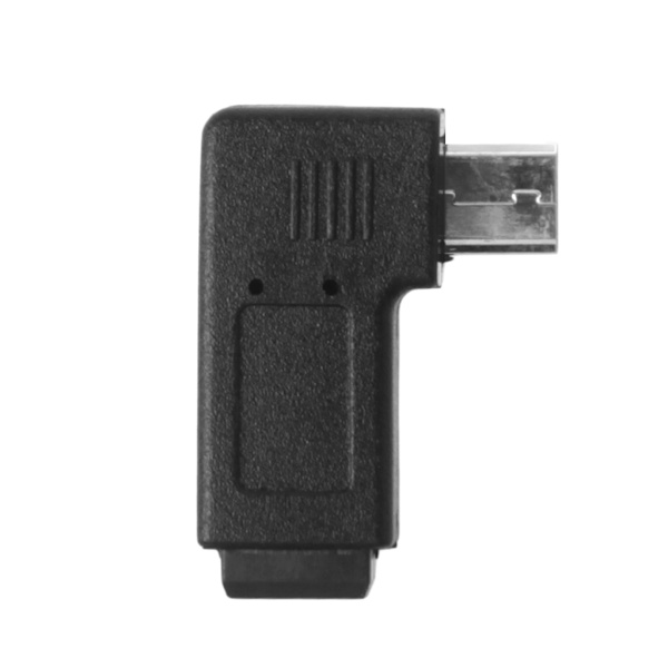 Portabel 90° Vänster & Höger Vinklad Mini USB 5Pin Hona Till Micro USB Hane Data Synk Adapter