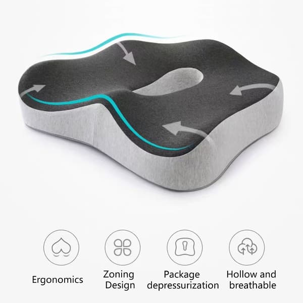 Hurtig Memory Foam Bilsetepute Ergonomisk Design For Kontor Hjem Dark gray