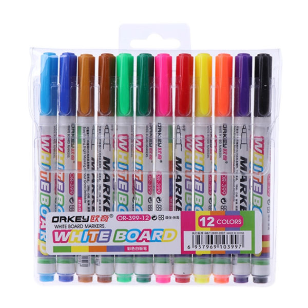 12 färger Whiteboard Marker Non Toxic Mark Sign Fine Nib Set Supply