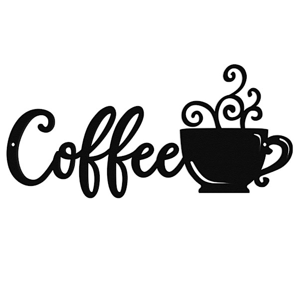 Kaffebarskylt Metallkonst Väggdekor med Kaffekopp för Kaffestation Skafferi