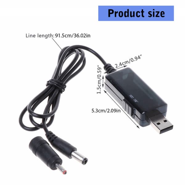 Boost-ledning med LED, USB 5V til 9V 12V Step Up Spenningsomformere for Rutere