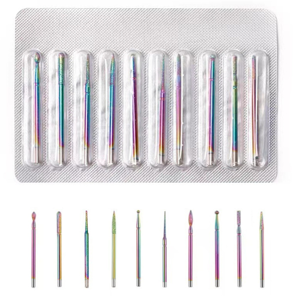 10 st Nagel Fräs Cutter Portabel Nagelborr Set Elektrisk Manikyr Borr För Akryl Nagel Borttagning Manikyr