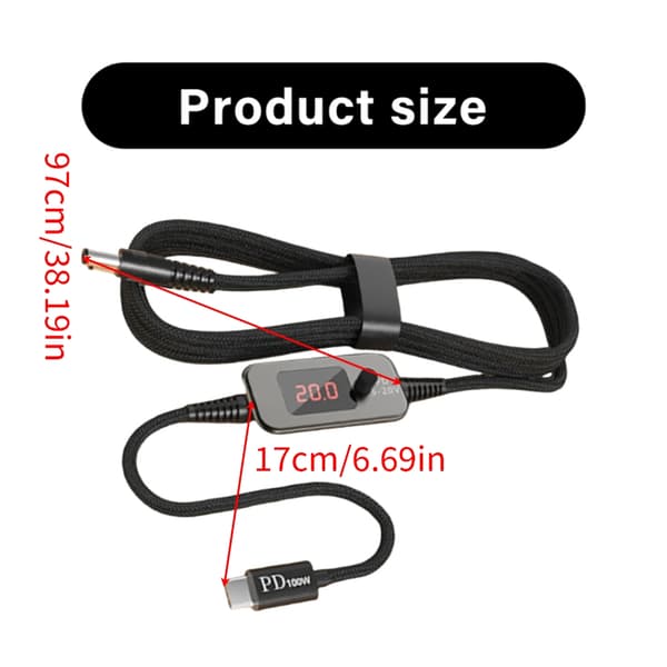 Flexibla Spänningar USB C DC5521 Adapterkabel Sladd 10 Utbytbara Spetsar