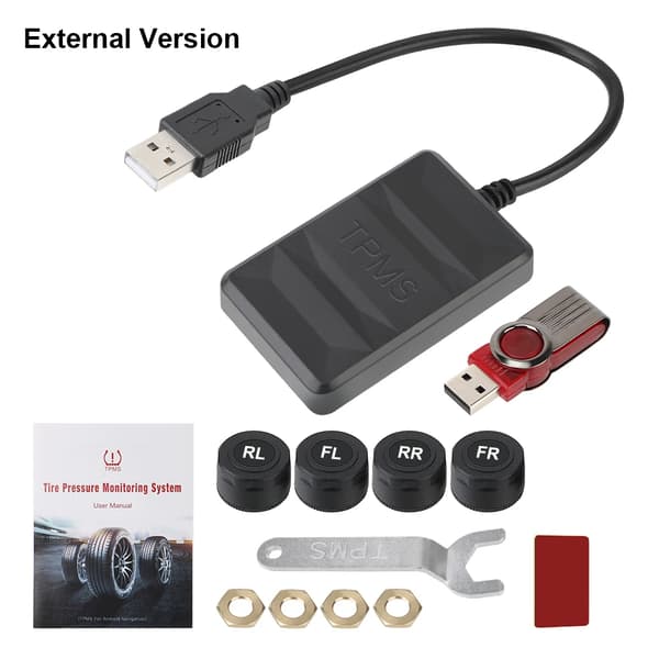 USB TPMS Däcktrycksövervakningssystem Reservdäck Intern Extern Sensor Temperaturlarm för Bilradio DVD-spelare