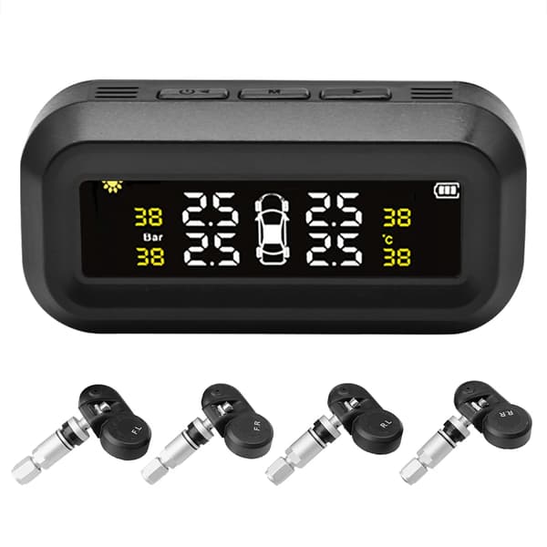Smart Car TPMS Däcktrycksövervakningssystem Solenergi Digital TMPS LCD-display Säkerhetslarm Däcktryckssensor