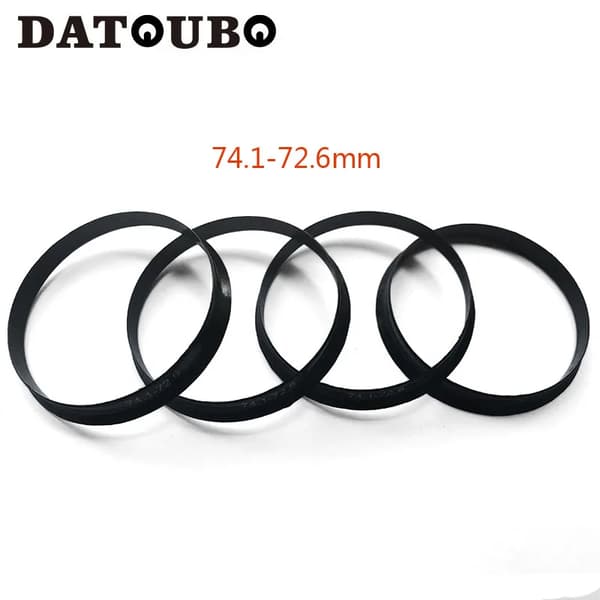 4 stk. sorte plastmateriale bil hjul nav centriske ringe, størrelse 74,1 mm-72,6 mm, 74,1 til 71,6 mm, 74,1-64,1 centrisk ring
