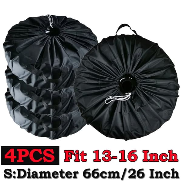 4 st/parti Bil Reservdäckskydd Fodral Polyester Hjul Däck Förvaringsväskor Fordonsdäck Tillbehör Dammtätt Skydd Styling