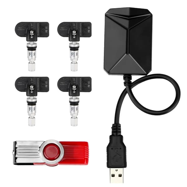 Android Navigationslarmsystem med 4 sensorer Trådlös överföring TPMS Däcktrycksövervakningssystem USB Android Bil TPMS
