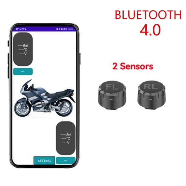 Däcktryckssensorer Motorcykel TPMS Övervakningssystem 2/4 Däcktryck Extern för Motor Bluetooth-kompatibel Android/IOS