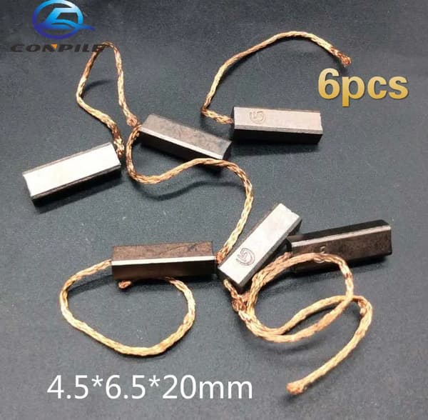 6 st 4,5*6,5*20 mm generator kolborste regulator hög koppar kolborste