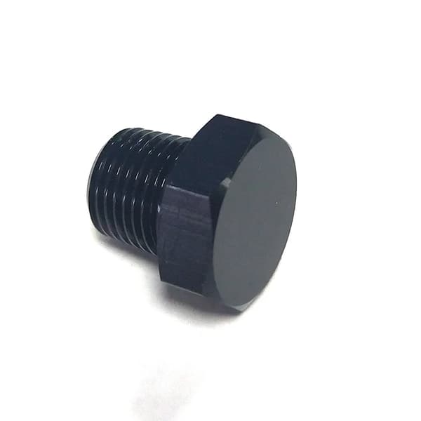 1/8 NPT hannrørplugg aluminium sekskant hodehette drivstoffslange rør mutter fitting adapter svart anodisert