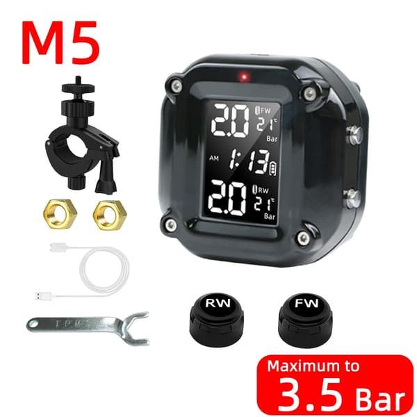 TPMS Motorcykel Däcktrycksövervakningssystem 2 Hjul Däck Extern Sensor för Motorcykel Externa Sensorer Trådlös LCD-skärm