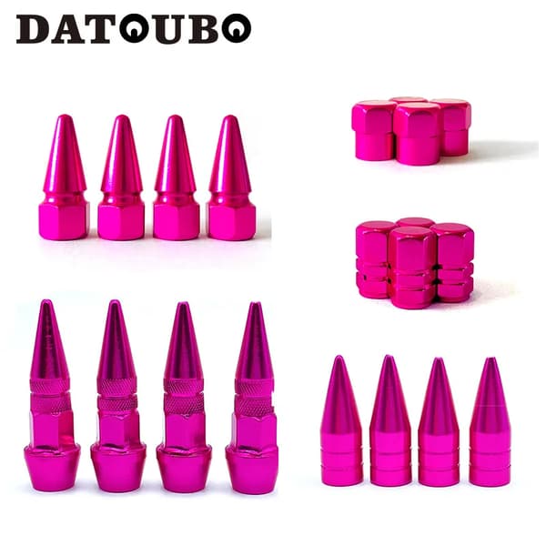 Pink Farve Bildæk Ventil Stem Hætte Sæt. Krone Terning Raket Spids design Dæk Luft Støvhætter Pink Farve. Dækventil stem