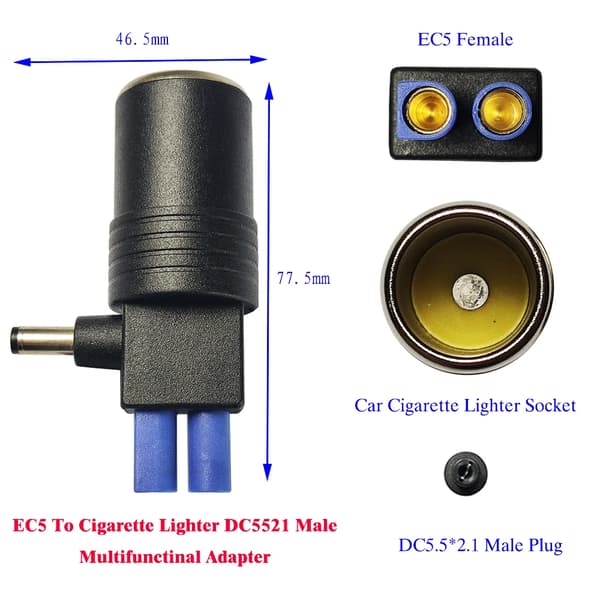 10AWG EC5 Til 8mm O-Type Terminal Linje EC5 Adapterkabel Konvertering Nødstart Strømplugg Biltilbehør