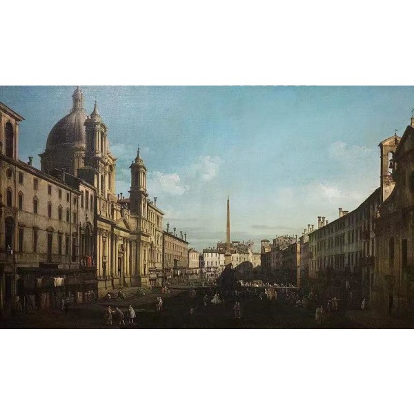 Roma, Piazza Navona, Bellotto e Canaletto ，Bernardo Bellotto Brun