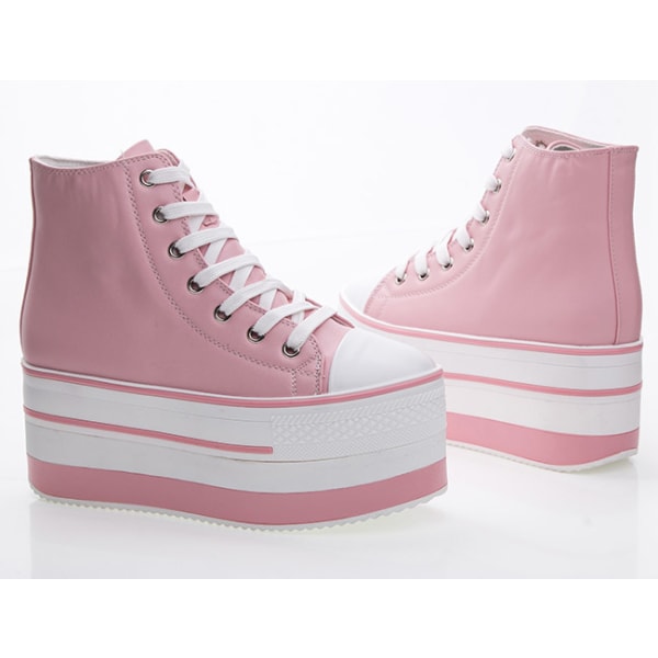 Casual skor i rosa färg, 7 cm höga sulor Pink 8075 | Fyndiq