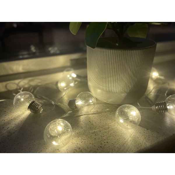 Carla LED-valoketju 10 läpinäkyvä lamppua 3m White