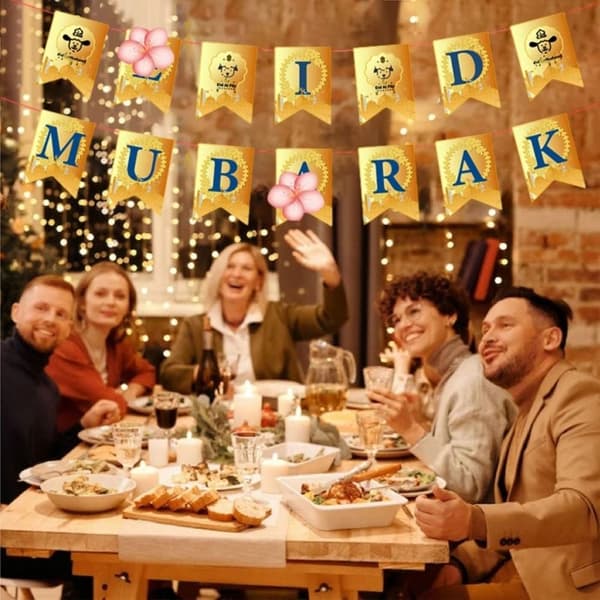 EID Mubarak Flaggtrekk Ramadan Dekorasjon Flagg 2 2