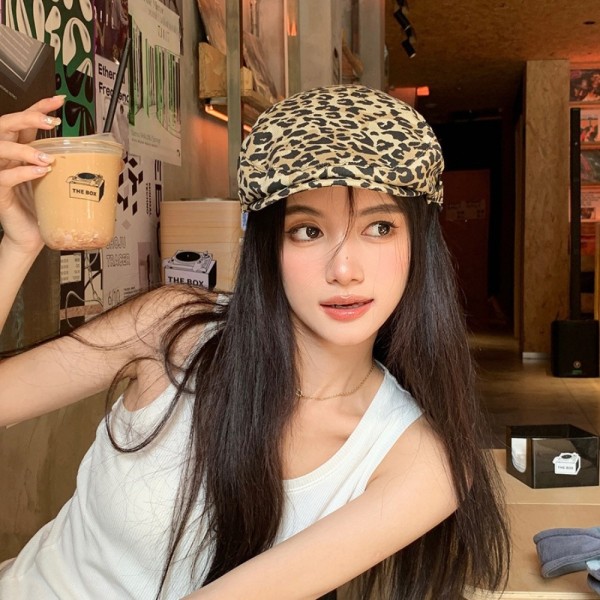 Print Cap Leopard Basker Brittisk Peaked Cap