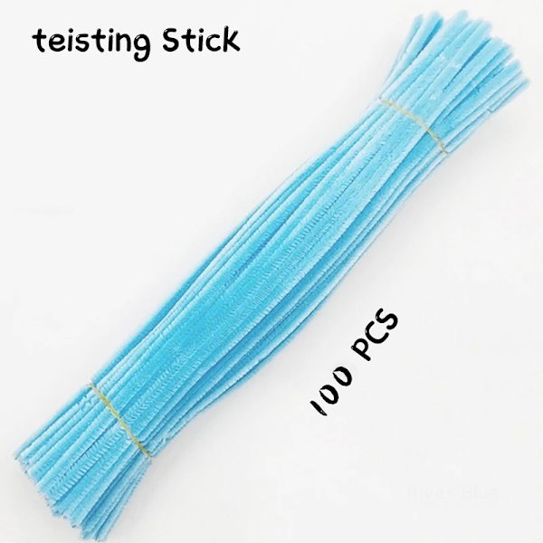 100 stycken/ Set Chenille Stems Twist Stick Plysch Strip LIGHT light blue