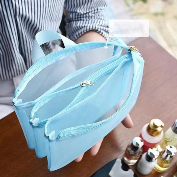 Mesh Håndtaske Kosmetiktaske LYSEBLÅ light blue