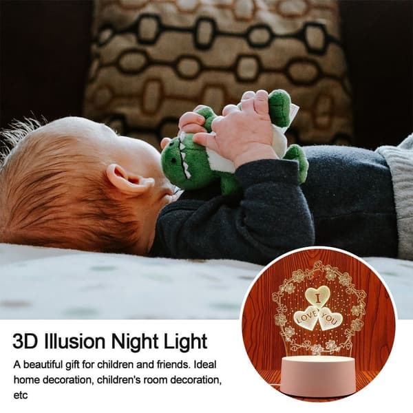 3D Illusjonsnattlys LED Neonskiltlampe 4 4 4