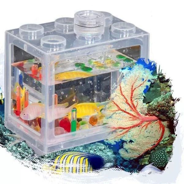 Betta Fish Tank Building Block Aquarium SORT SORT black