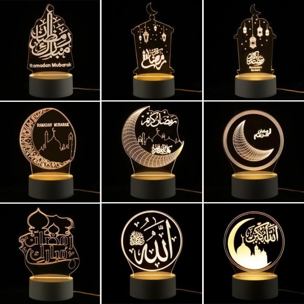 Eid Mubarak Nattlys Ramadan Kareem Dekor Lantern STIL