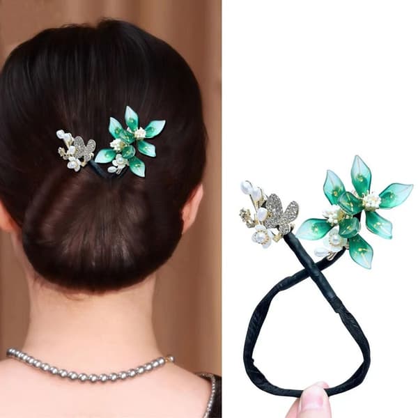 Rhinestone Blomst Hårklemme Hårknold Maker 8 8 8