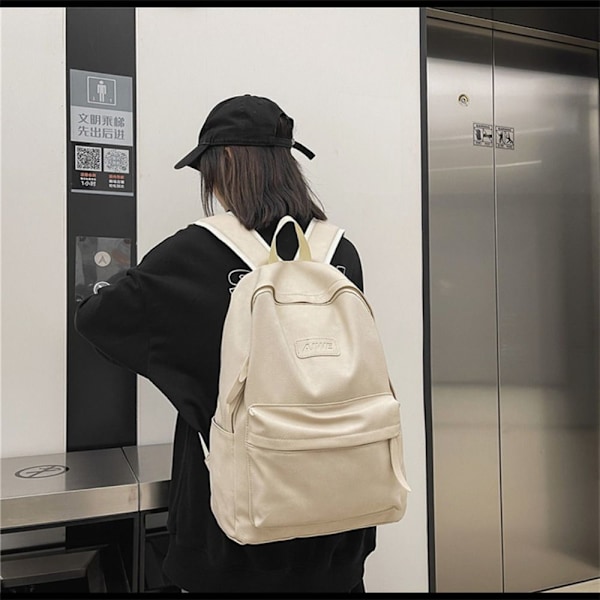 Ryggsäck för män Pu Datorryggsäck BEIGE beige