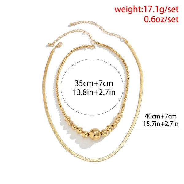 Metal Snake Bone Chain Halskæde Rund Bead Chain Halskæder GULD Gold