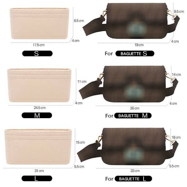 Filt-indsatspose Pungforing BEIGE M Beige M