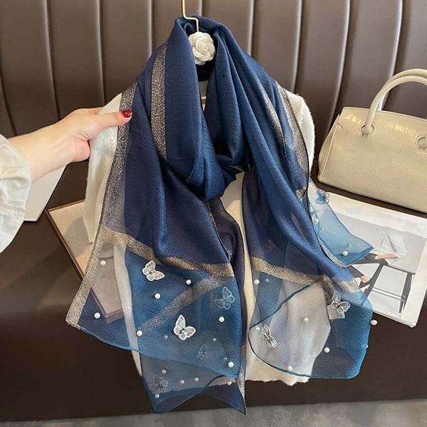 90x90cm Butterfly Brodered Scarf Siden Scarf 9 9 9