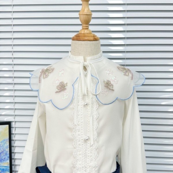 Barnkrage med pärlor broderad falsk krage 4 4 4