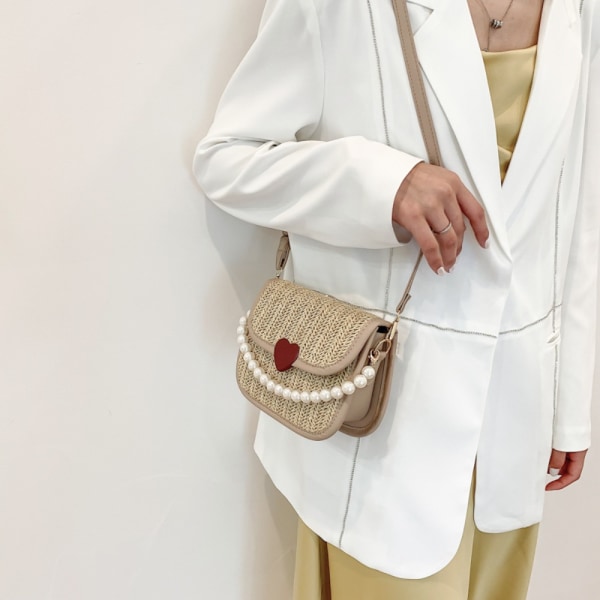 Vävd väska Single Shoulder Crossbody-väska VIT white