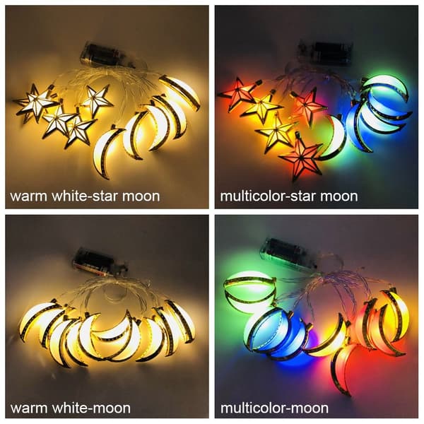EID Mubarak Lyslenke LED Lysstreng MULTICOLOR STJERNE MÅNE