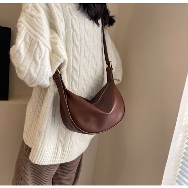 PU-nahkainen Crossbody Laukku Suuri tilavuus Olkalaukku VAALEENRUSKEA Light Brown