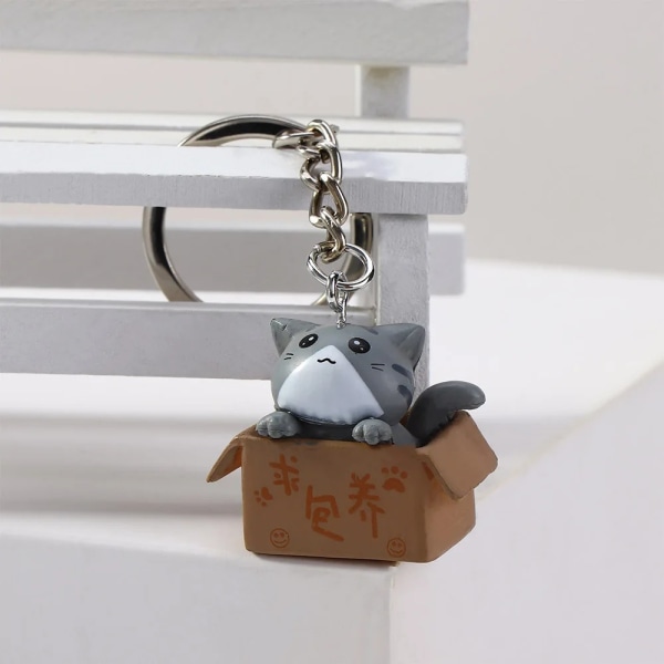 Little Cat Keychain Creative Bag Hänge GRÅ Grey