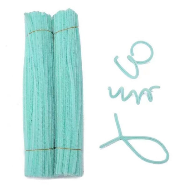 100 stycken/ Set Chenille Stems Twist Stick Plysch Strip LIGHT light green