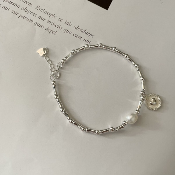 Hjerteformet perlearmbånd halskjede bambusknuter armbånd Necklace