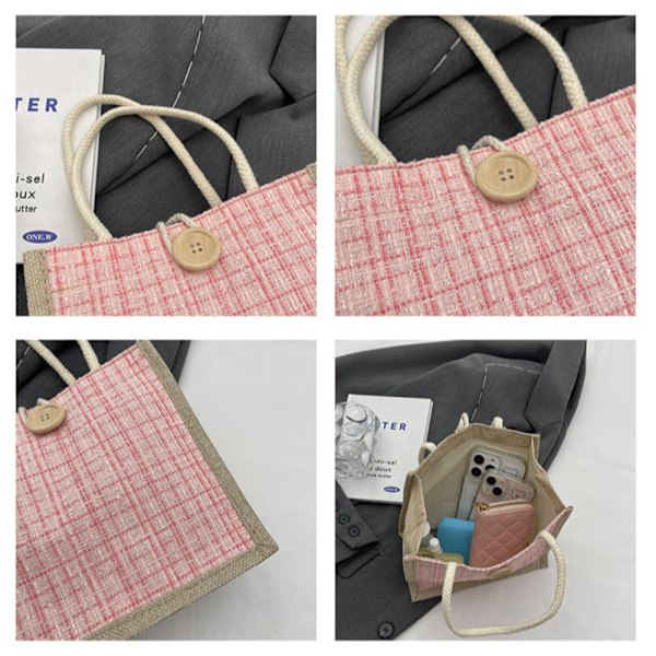Handväska i linnetyg Handväskor för kvinnor KHAKI KNAPPSTIL KNAPP Khaki Button style-Button style
