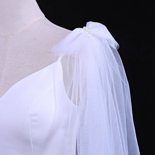 1 Par Spetssjal Bröllop Cape VIT VIT White