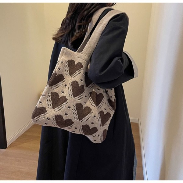 Virkad tygväska Y2K Axelväska KHAKI Khaki