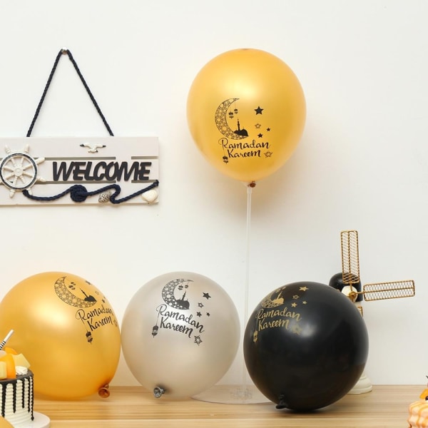 10 stk Eid Mubarak Ramadan Ballonger Latex Ballonger SVART Black