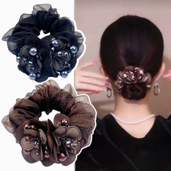 Flower Hair Scrunchies Elastiska hårband LILA Purple